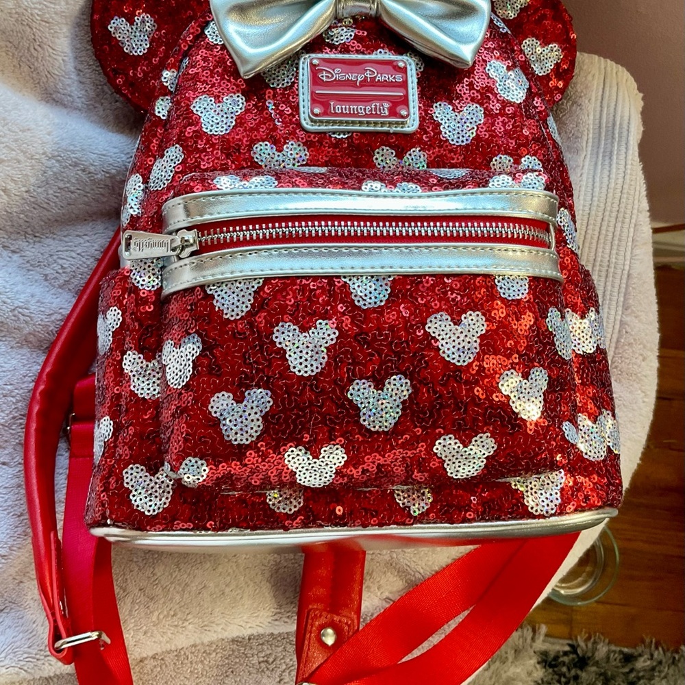 Disney Red and Silver Sequin Woman’s Backpack - Picture 2 of 7